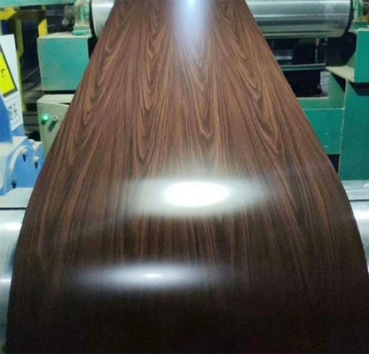 Ancho personalizado Cristale de arrugas 8019 Grano de madera prepintado bobina galvanizada impermeable doble color revestimiento bobinas de acero