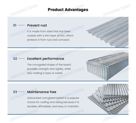 Hoja de techo de acero galvanizado corrugado CGI revestida con zinc en caliente para azulejos 0,5-0,8 mm RAL Dureza de color estándar