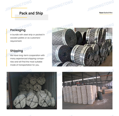 2.5±0.1mm Dia de alambre de núcleo. BTO22 Rollo de alambre de púas galvanizado de afeitar para cercas