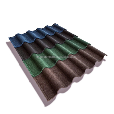 Diseño contemporáneo estilo de 0,25 mm de piedra revestida de acero azulejos de techo de metal azulejos de techo plano para los requisitos del cliente