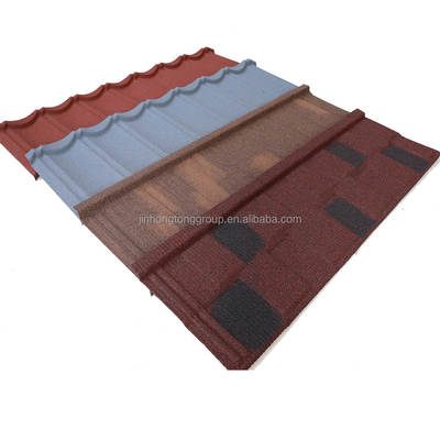 Diseño contemporáneo estilo de 0,25 mm de piedra revestida de acero azulejos de techo de metal azulejos de techo plano para los requisitos del cliente