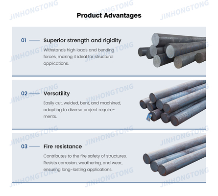 Rodas de acero de sección redonda para material de procesamiento industrial Q235/Q345/SS400/ST37-2/ST52/Q420/Q460/S235JR/S275JR/S355JR