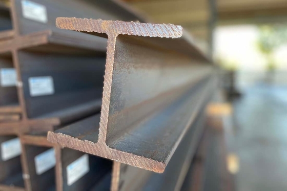 Material de construcción Casa de acero al carbono con vigas estructurales laminadas en caliente 10 X 10 6m de acero suave con vigas de sección H I