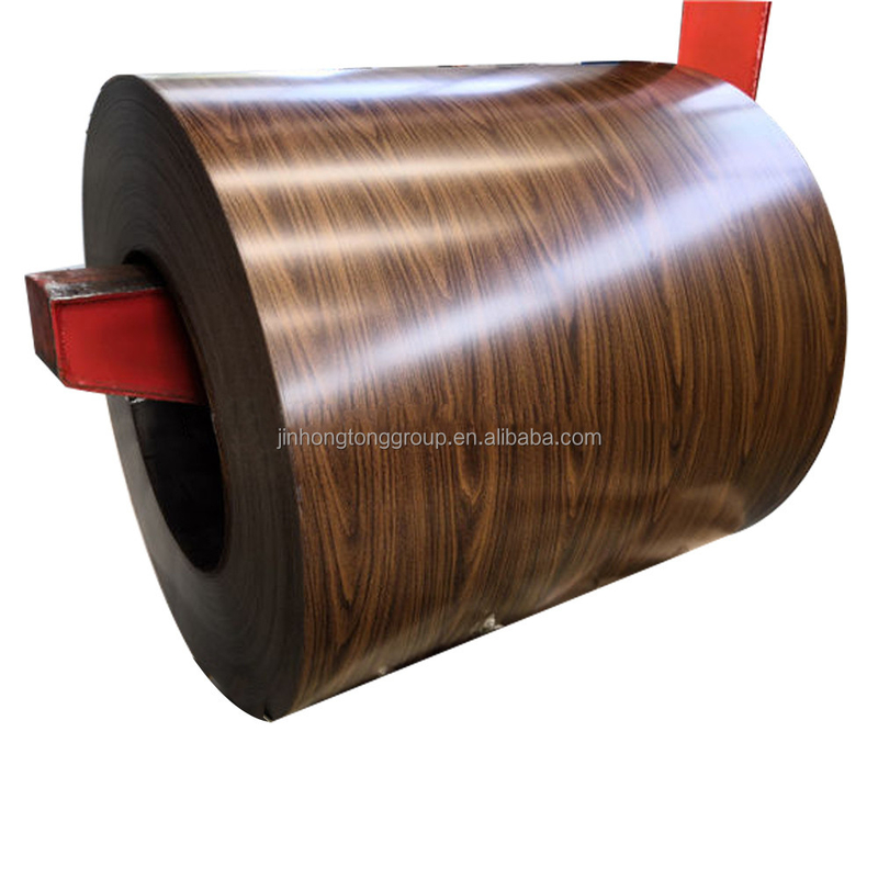Certificado ISO9001 bobinas de PPGI pintadas de madera Z100 recubiertas bobina de acero corrugado de zinc PPGI RAL 3028 0.3*1000 especificación